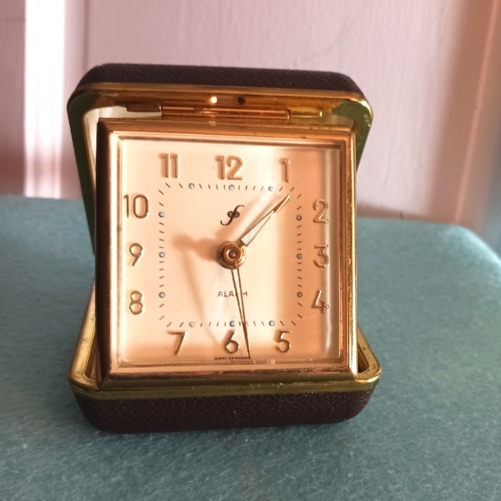 Vintage West German Travel Clock, 2 Winding Keys UNTESTED